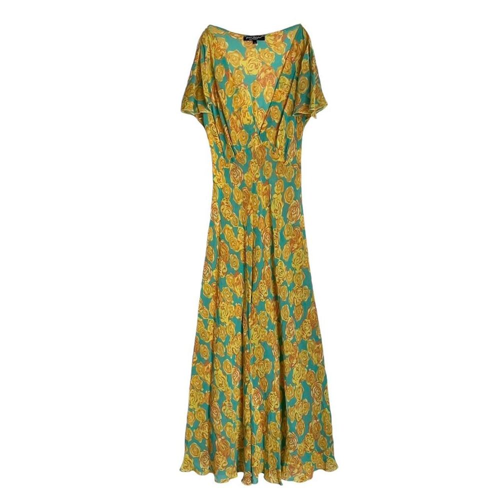 VTG 90s Betsey Johnson New York boho fairy silk floral maxi dress Size M